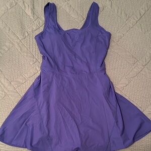 HALARA Purple Scoop Neck Fit & Flare Mini Dress